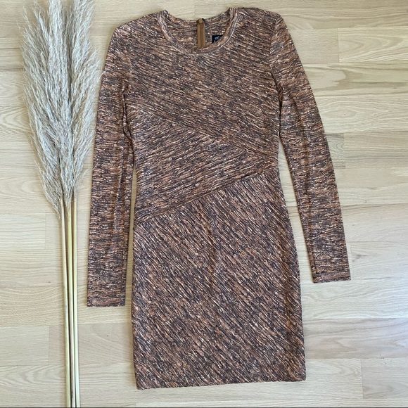 Torn by Ronny Kobo Tara Pleated Long Sleeve Dress in Orange Gold - Picture 11 of 12